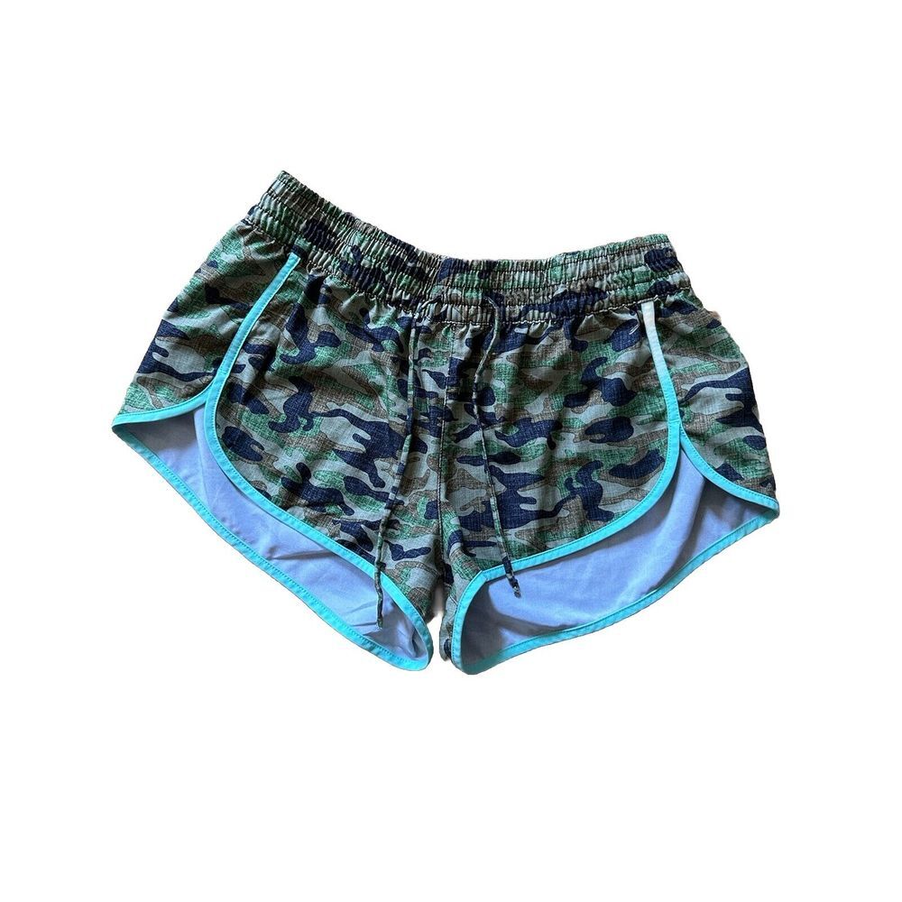 No Boundaries Juniors M 7-9 Green Camouflage Drawstring Athletic Shorts